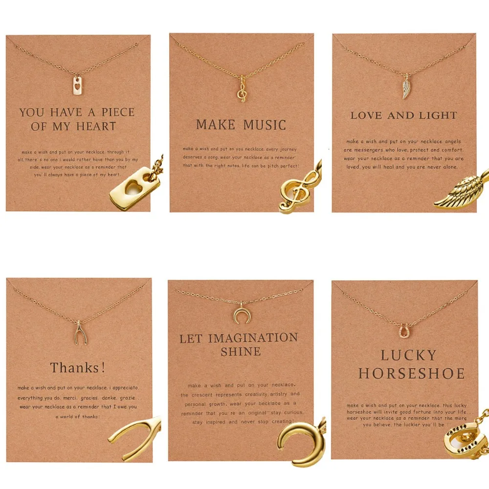 

Rinhoo Pendant Necklace with Card Vintage Tone Match Gold Necklace New Fashion For Women Choker Necklaces Jewelry Gift Wholesale