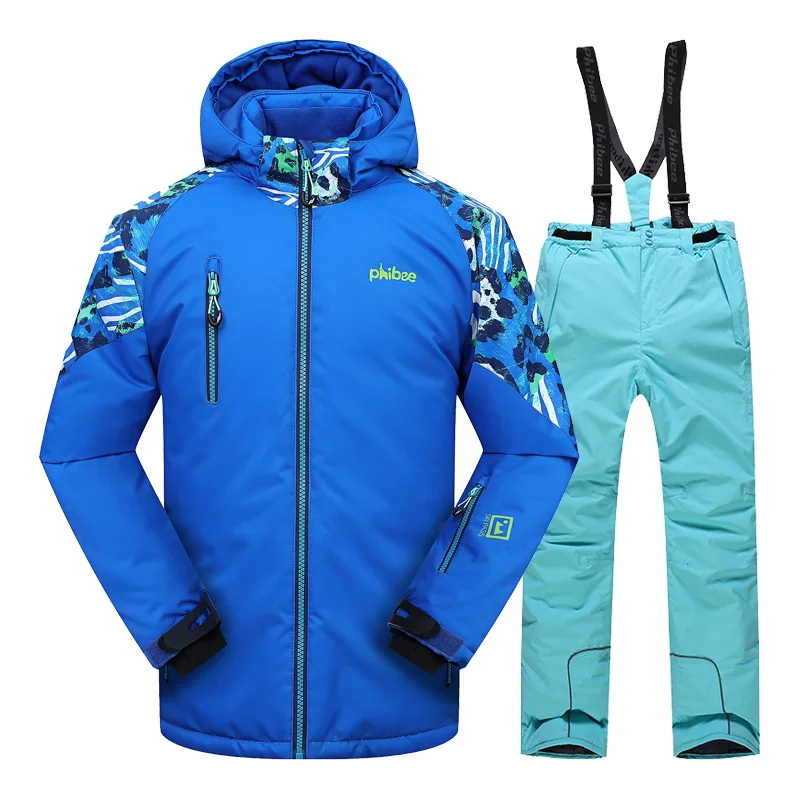 PH82007SkyBlue Зимняя утепленная одежда для мальчиков с детектором; комплект верхней одежды для сноуборда; лыжный комплект; куртка и штаны; зимний комплект-двойка; подходит для температуры-20-30 градусов - Цвет: PH82007SkyBlue