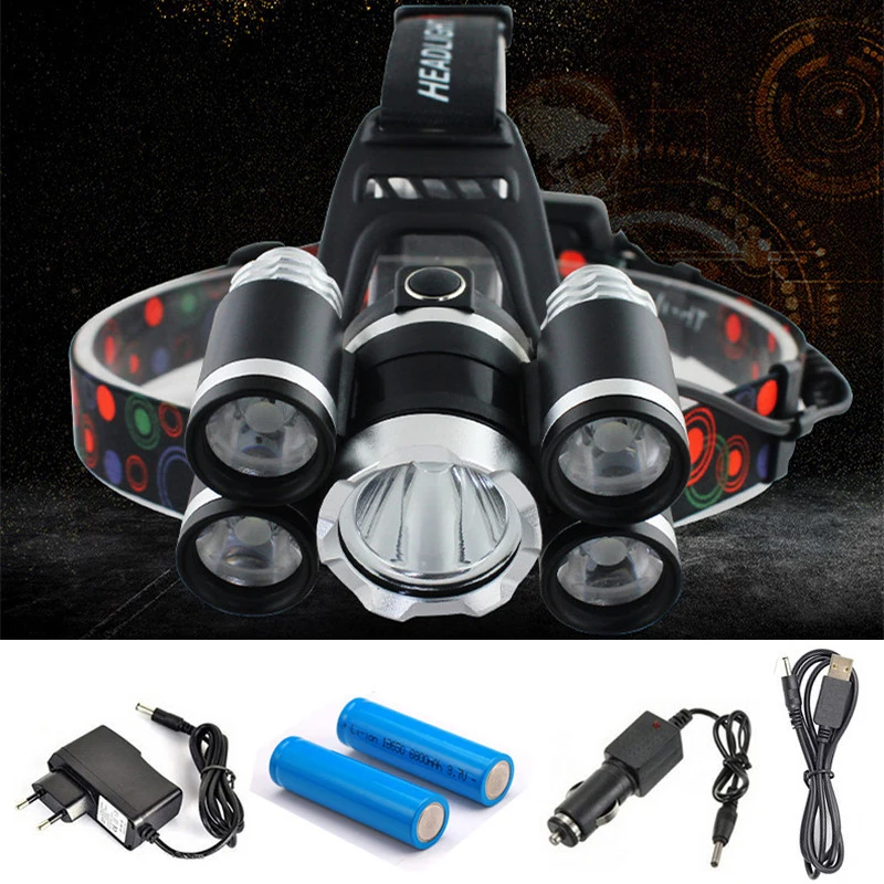Headlight 40000 Lumen headlamp 5T6+Q5 LED Head Lamp Flashlight Torch Lanterna head light with battery AC/DC charger Headlight 40000 Lumen headlamp 5T6+Q5 LED Head Lamp Flashlight Torch Lanterna head light with battery AC/DC charger