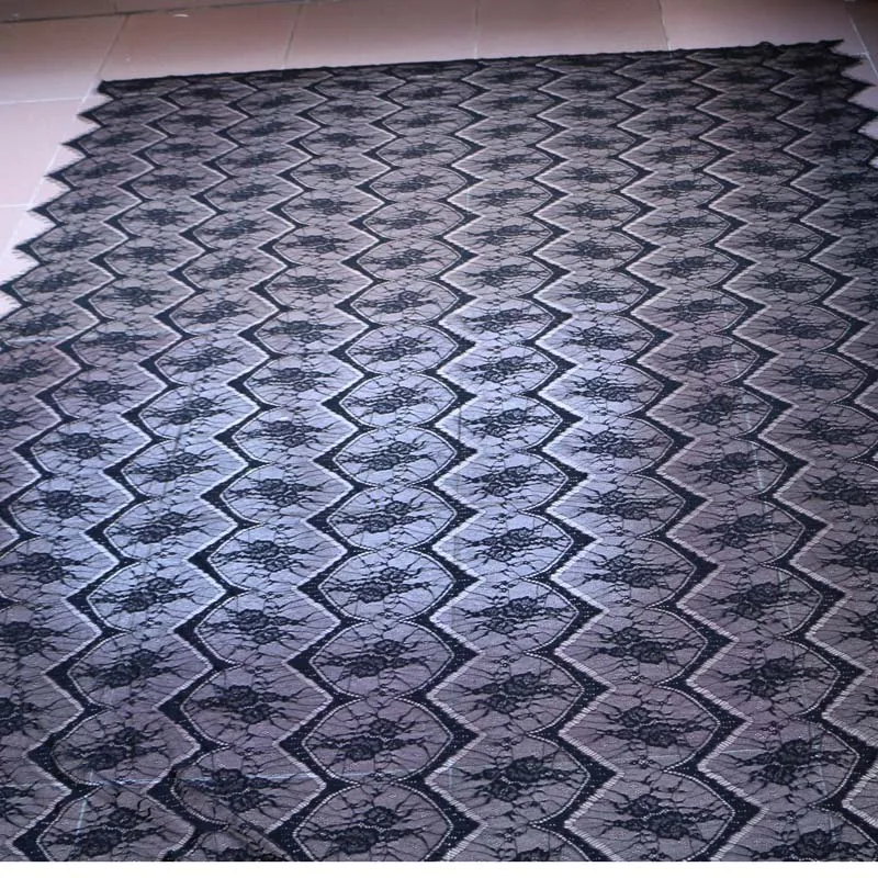  150cm*3meters black eyelash chantilly lace traditional wedding lace fabric Table Cloth DIY Crafts