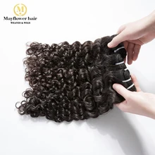 Mayflower 10 bundles 100% unprocessed Virgin Malaysian hair Italian curl natural color can be dye 12-26″ available