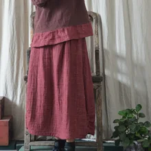 Женские Ретро однотонные хлопковые льняные юбки женский эластичный пояс юбки винтажные юбки для женщин