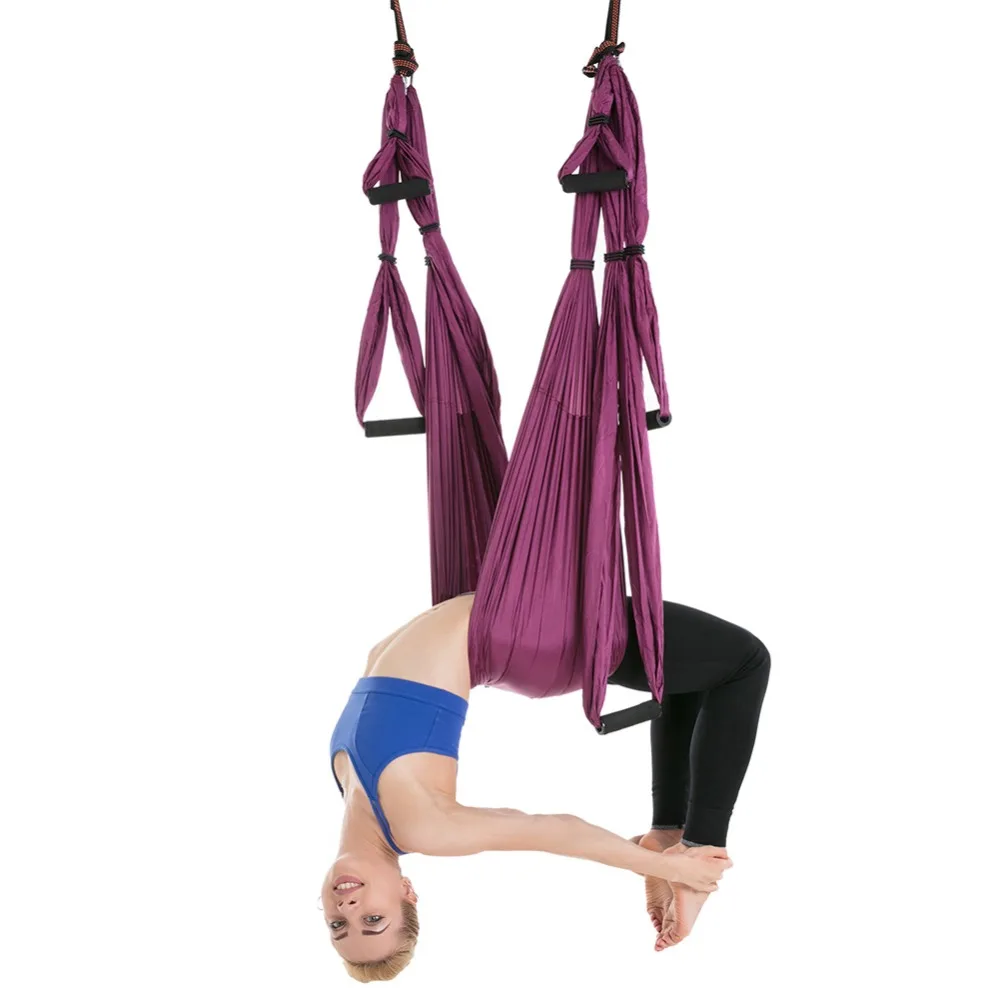 6 Handles Aerial Yoga Hammock Flying Swing Anti-gravity Yoga Pilates Inversion Exercises Device Home GYM Hanging Belt 20 Colors