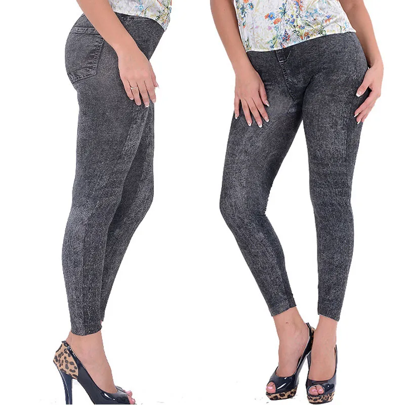 New Sexy Faux Jean Skinny Jeggings Stretchy Slim Pants Plus Size Ankle-Length Women Jeans with High Quality Wholesale |