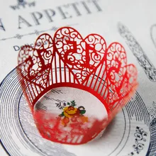 Красное Кружевное украшение в виде сердечек обертки для кексов бумажные кексы чашки торт вечерние бумага для выпечки