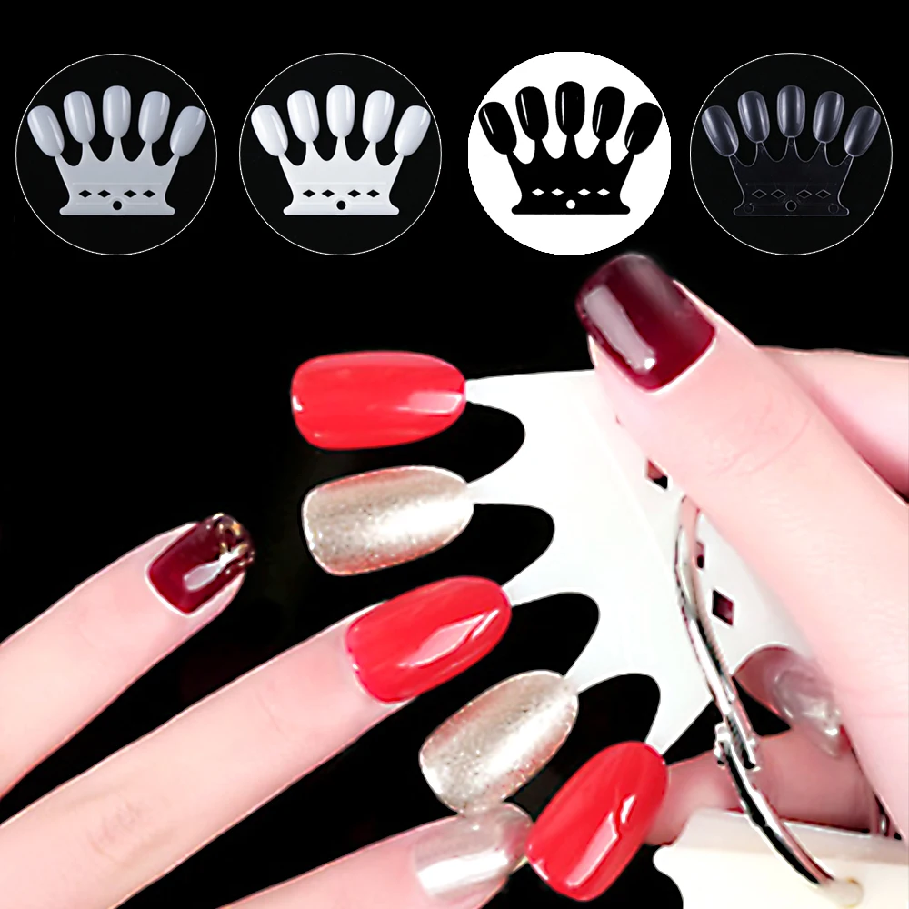 

10pcs False Nail Display Fake Fan Black White Clear Natural Tips UV Gel Polish Capsules Decoration Practice Stick Tools BE767