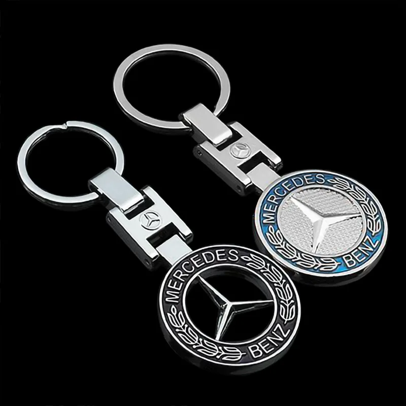 

H buckle solid hollow Mercedes-Benz car standard car with metal keychain black waist hanging key ring chain ring pendant