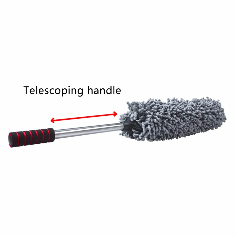 Microfiber Car Cleaning Duster Lint Wax Polishing Tool Extendable Handle (6)