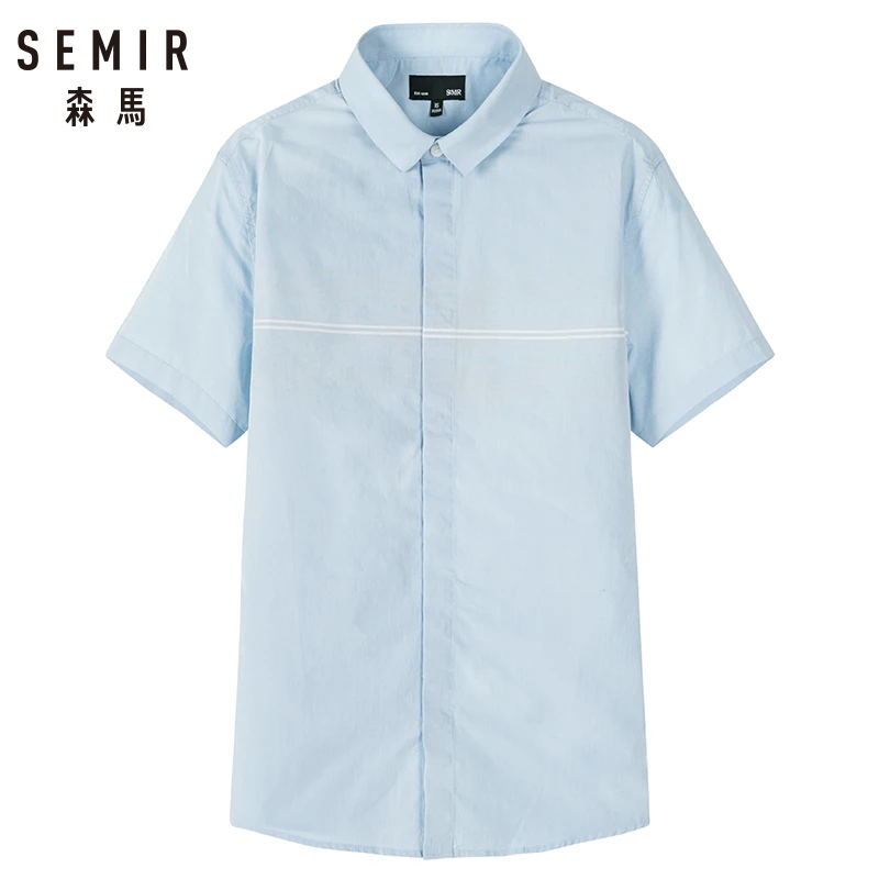 

SEMIR 2019 Brand Men Shirt Spring Business Slim Fit Clothing Male Short Sleeves Casual Shirts Solid Breathable Plus Size