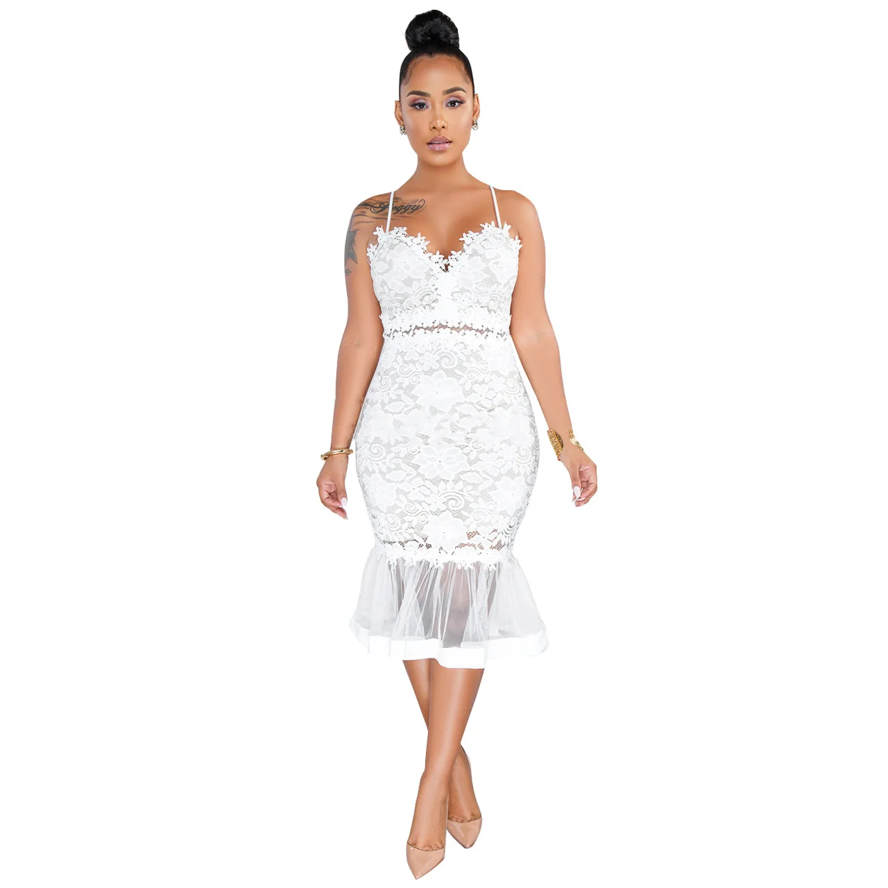 

Spring Summer Women Dress Sexy Party Dresses Vestidos Plus Size Hollow Out Mesh Lace Dress Club