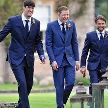 Индивидуальный заказ, Новое поступление, смокинги для жениха, мужской костюм с отворотом, синие мужские/лучшие мужские свадебные/выпускные костюмы(пиджак+ брюки+ галстук+ жилет