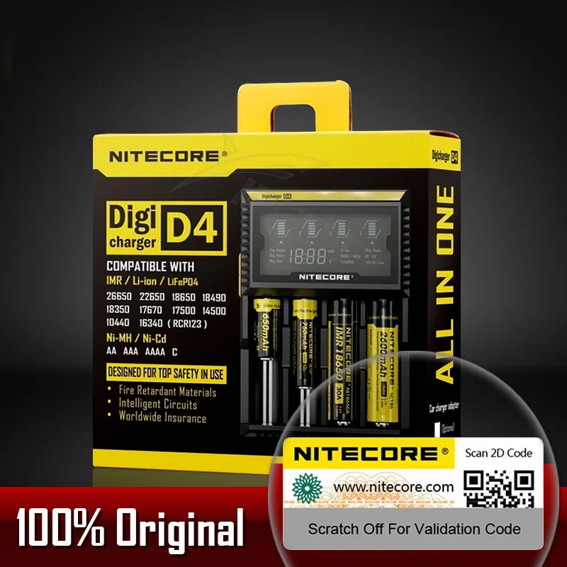 Бренд Nitecore D4 I4 I2 D2 Digicharger ЖК-дисплей интеллектуальной интегральной схемой литий-ионный аккумулятор для 26650 18650 18350 16340 14500 10440 AA AAA 22650