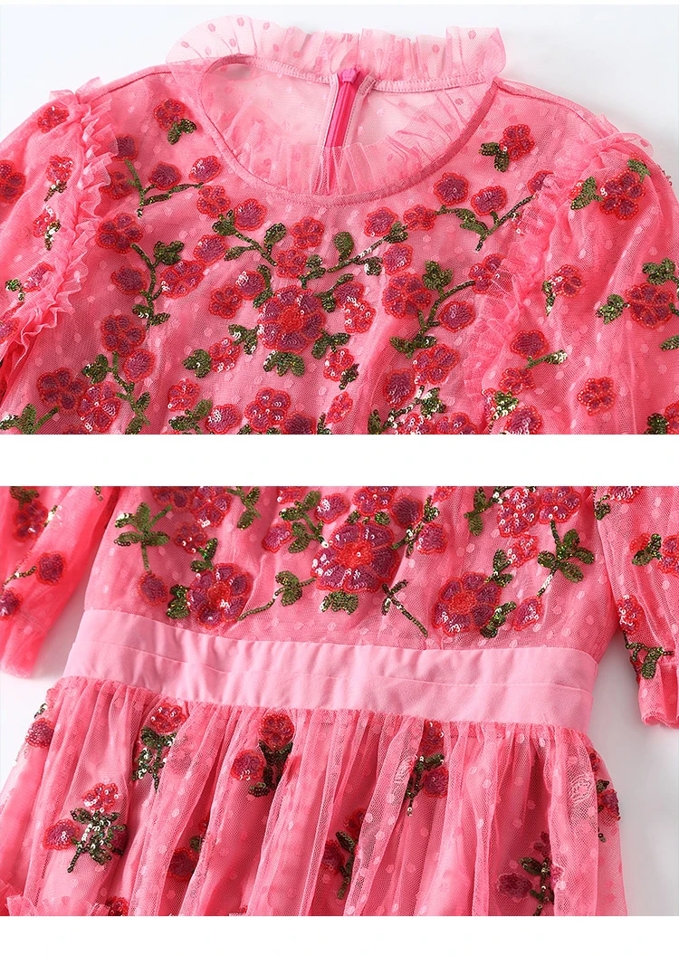 Женское платье с сеткой LD LINDA DELLA, подиумное праздничное вечернее платье розового цвета, с коротким рукавом, с пайетками, повседневное платье на лето