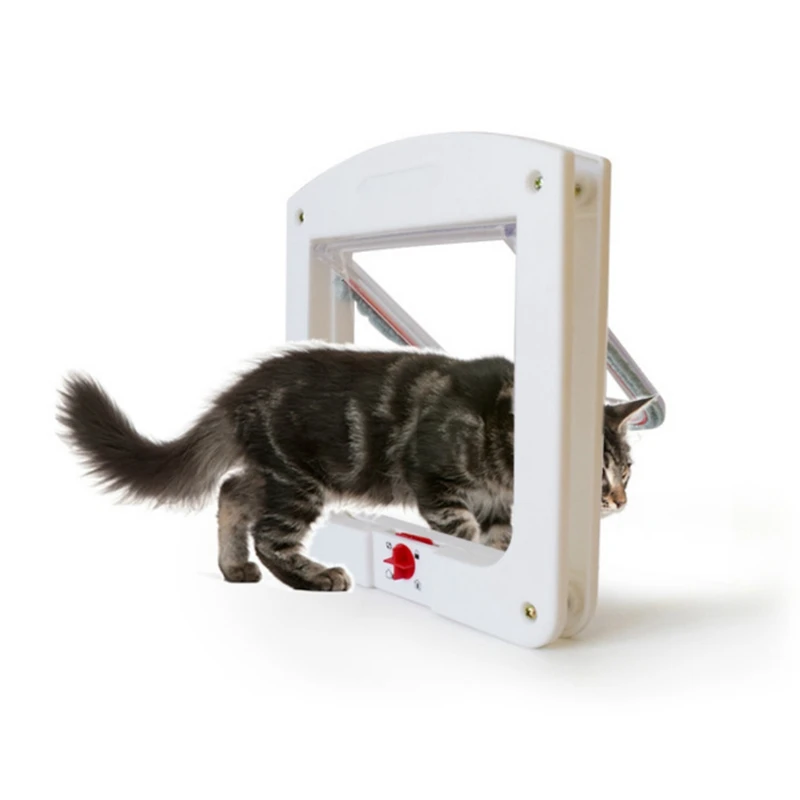 Animal Door For Cat 4 Way Lockable ABS Safe Cat Crate Gate Pet Door For Cats Small Dogs Pass Through Wall mount Door Animal Door For Cat 4 Way Lockable ABS Safe Cat Crate Gate Pet Door For Cats Small Dogs Pass Through Wall mount Door