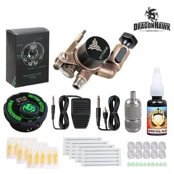 

Dragonhawk TOP Tattoo Kit Brass Frame CNC Rotary Machine Power Supply Color Ink