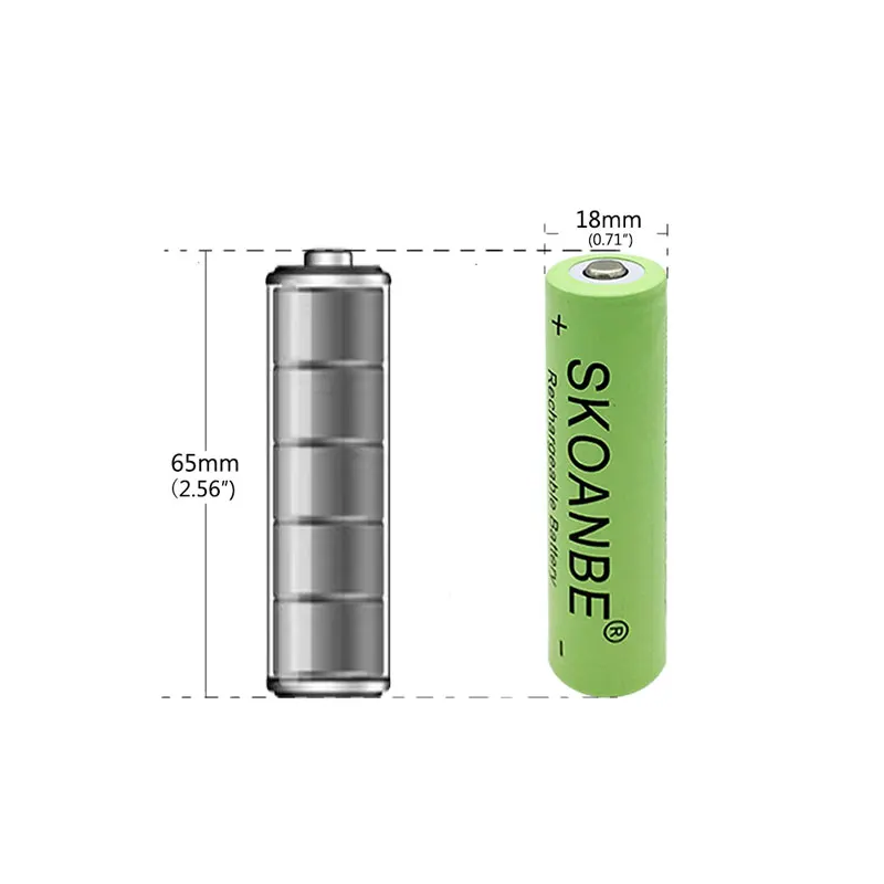 10 шт SKOANBE зеленый 2600mAh 18650 аккумулятор 3,7 V литий-ионный аккумулятор 18650 liion аккумулятор для светодиодного фонарика