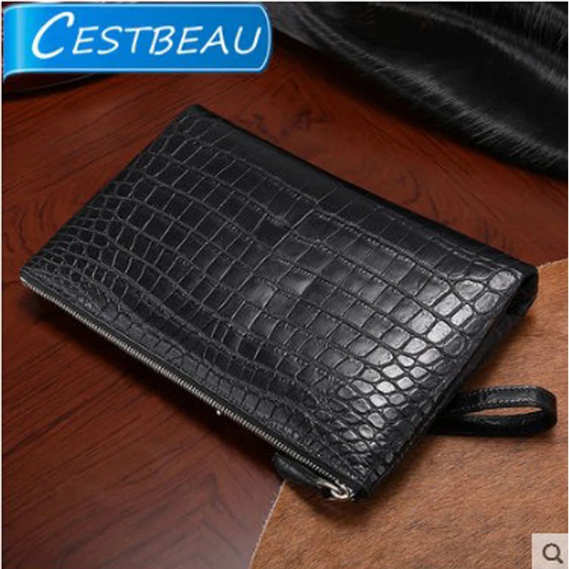 

Cestbeau Nile alligator belly platinum zone makes envelope bags for men in alligator leather hand bags