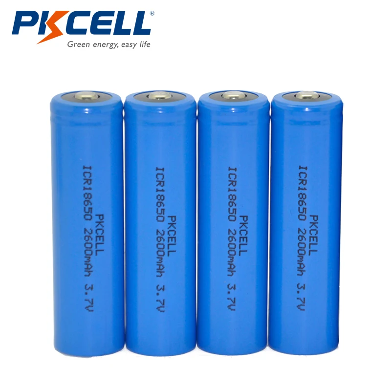 Продвижение 4x PKCELL Li-Ion ICR 18650 2600mAh 3,7 V перезаряжаемая батарея верхняя кнопка для фонарей