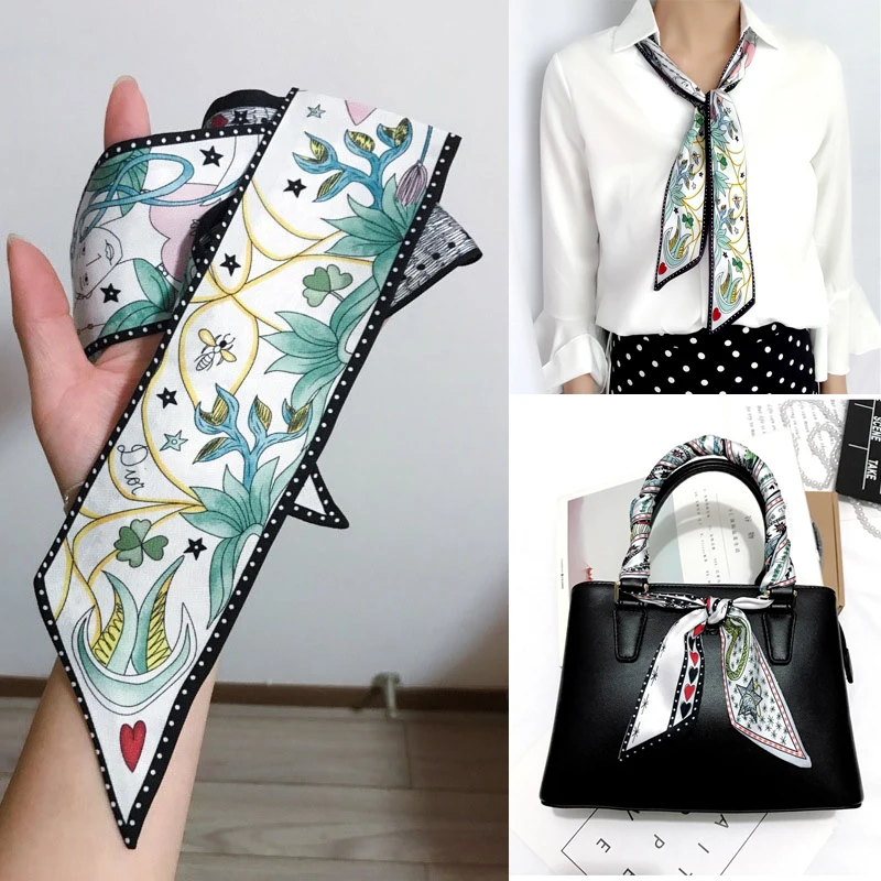 HOT Women silk scarf Tarot printed women neck small long scarves hair band bag ribbon Satin constellation tie scarfs for girls HOT Women silk scarf Tarot printed women neck small long scarves hair band bag ribbon Satin constellation tie scarfs for girls