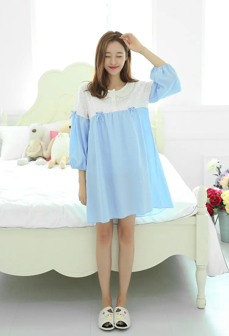 

Free Shipping2016 New summer style Cotton Nightgown cartoon Nightdress pijama Ladies Sleepwear Women nightwear AW8266