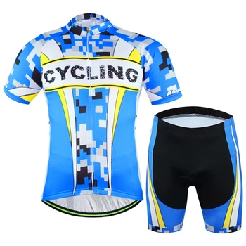 

Aogda 2018 Pro Cycling Clothing Men Short Sleeve Blue Cycling Jersey Set Outdoor Breathable Bike Clothes Maillot Ciclismo