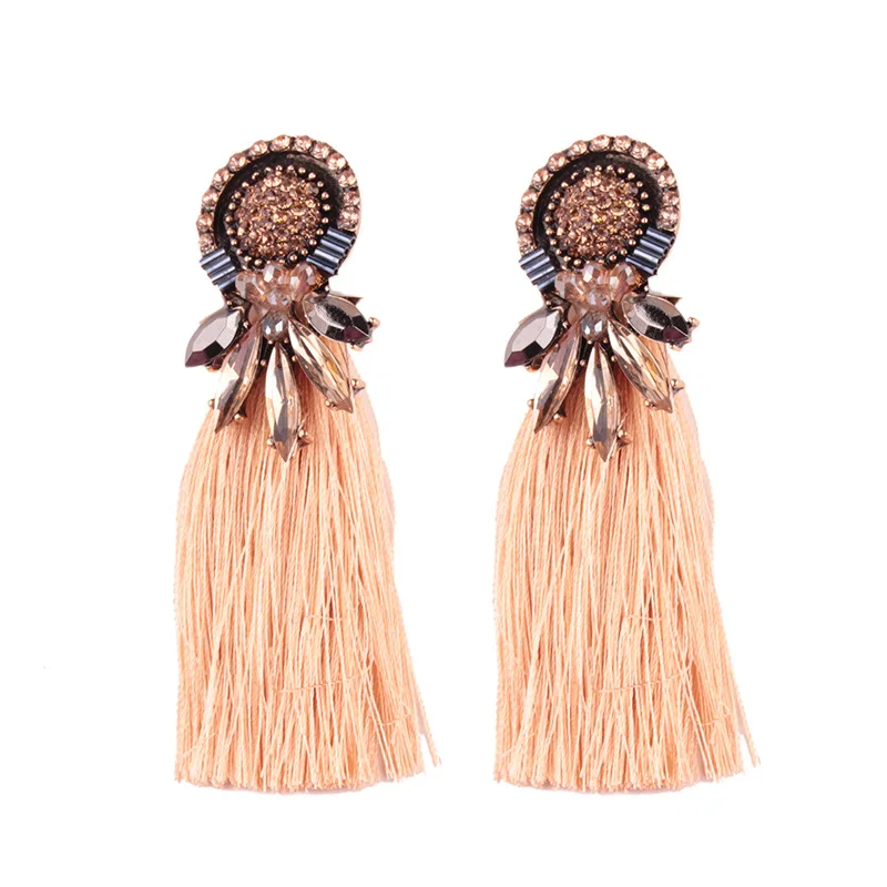 

Fashion Bohemian Fringed Statement Earrings Women Tassel Long Dangle Earrings New Design Crystal Drop Earrings Dangle Jewelry