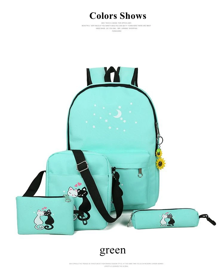 Модные школьные сумки для девочек Школьный рюкзак 4 шт./компл. детская парусиновая рюкзаки для подростков, школьный детский Рюкзаки WBS466
