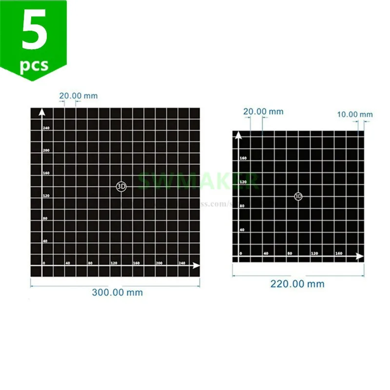 

5pc Heat Bed Sticker Hotbed Sheet with coordinate 220*220/300*300mm For Wanhao i3 Anet A8 A6 3D Printer Printing Build Plateform