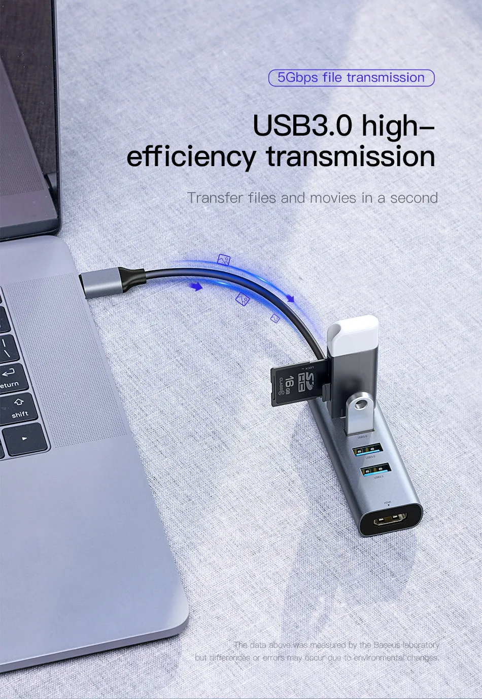 Baseus Мульти USB C концентратор 3,0 USB HDMI адаптер для MacBook Pro Аксессуары type C концентратор RJ45 кардридер Ethernet USB разветвитель