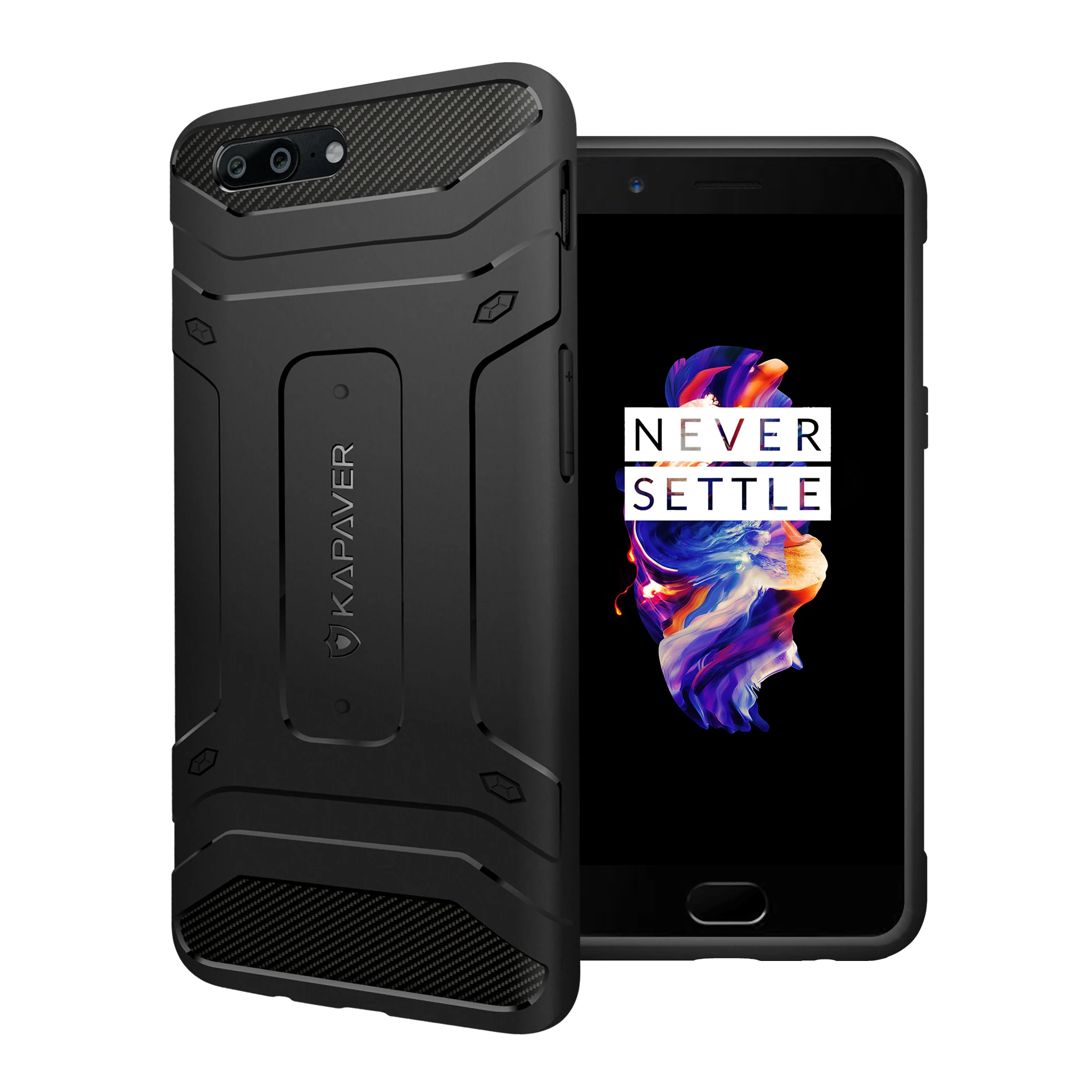 

Kapaver Rugged Solid Black Shock Proof Armor Slim Back Cover Case for OnePlus 5 / One Plus 5 / OP5