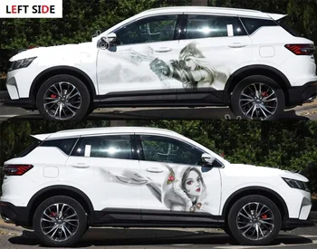 

LEFT SIDE Cartoon Anime DIY Car Styling Whole Body Car Stickers Waterproof Sunscreen Car Acessories Paint Protection Film