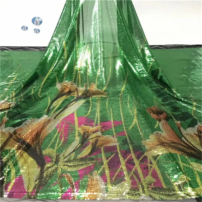

2019 Latest African Lace Fabric With Glitter Sequins Fabric High Quality Multicolor French Net Lace For Wedding Dress 5Yard/Lot