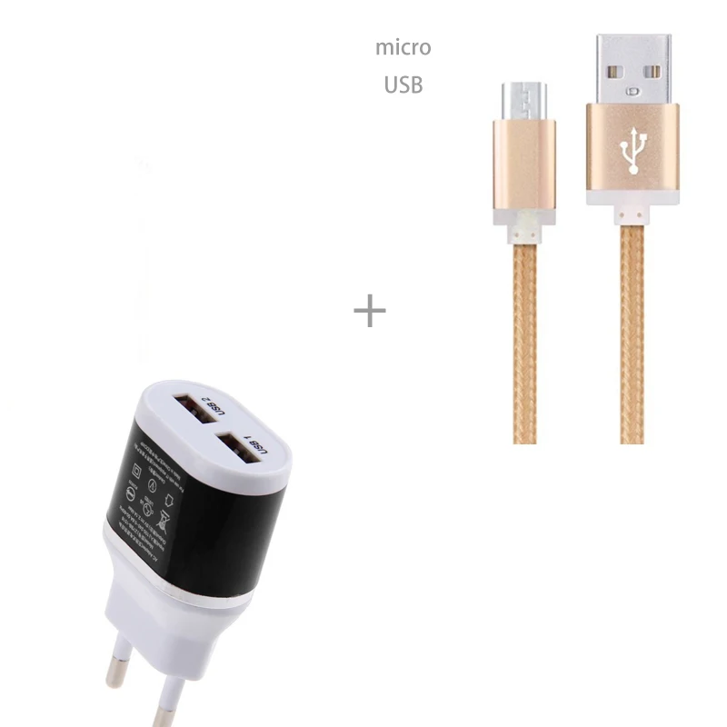 

Practical Home New Dual USB 5V/2A Power Adapter Wall Charger EU Plug+1M Micro USB 3.1 Charging Data Cable