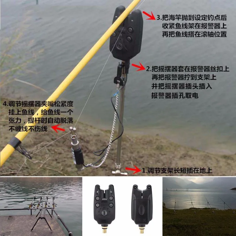 Alarme da Mordida de Peixe Equipamento de Pesca Volume do Tom de Alarme Sensibilidade ao Som Volume do Tom de Eletrônico Abs 2 Led Ajustável à Prova d' Água 12 Esporte e Lazer