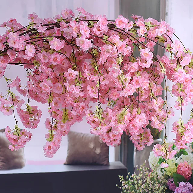 Artificial Cherry Blossom Tree 120 Heads Vertical Silk Cherry Trees DIY