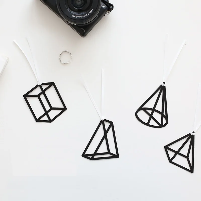 

24 pcs/Lot Mathematician bookmarks Cube Cone Four prism book marker page holder Stationery Office School supplies marcador CC767