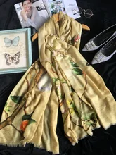 Cashmere Scarf Women Designer 2017 Luxury Brand Cashmere Scarf Yellow Tree Scarves Bandanas Headwear 110*200