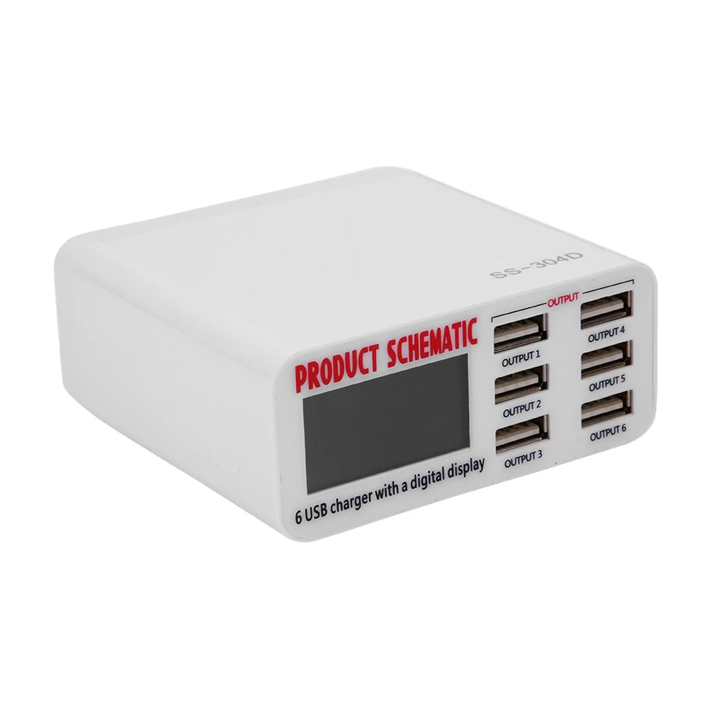 

LCD 6 USB Ports Quick Charger 110-240V Quick Charging CE, FCC, ROHS white (US Plug) + 9pcs Digital Product Repair Kit