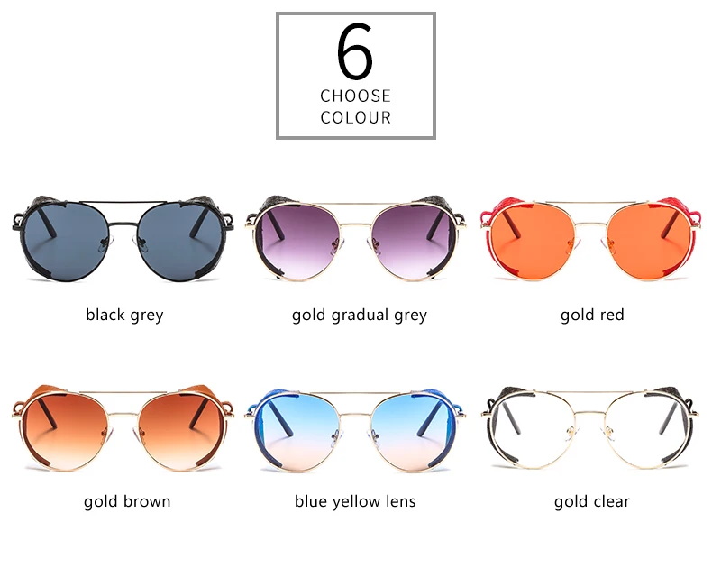 Винтаж стимпанк кожаный экран солнцезащитные очки для мужчин модные металлические круглые солнцезащитные очки для женщин градиентные очки UV400
