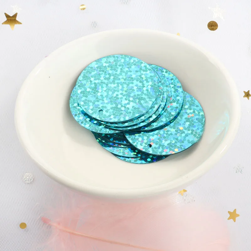 Laser Light Blue IPatches 30 мм 40 мм 50 мм плоские круглые крупные блестки DIY Одежда Швейные и блесток ткани для мешок сад платье украшения аксессуары - Цвет: Laser Light Blue