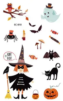 

Temporary Tatoo Fake Tattoo Sticker Halloween Tattoos Witch Spider Cat Owl Bat Ghost Spirit Tatouage Tatto For Kids Men Women