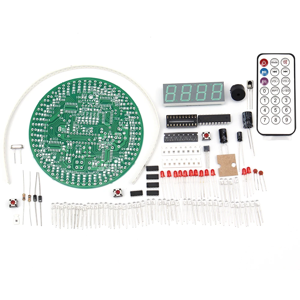Светодиодный дисплей в виде трубки с часами комплект 4 цифровых DS18B20 вращающийся датчик времени температурный модуль комплект DIY комплекты с ИК-пультом дистанционного управления