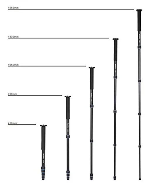 Manbily A-222 165cm Portable Professional DSLR Monopod Walking Stick with M-1 Mini Tripod Stand Base & Tripod Ballhead for DSLR 3
