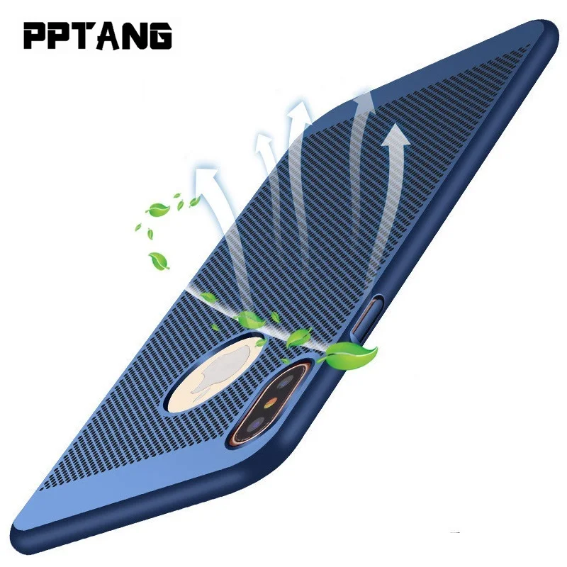 

Scrub Phone Case For iPhone 6 6s 7 8 Plus X XR XS MAX Hard PC Hollow Heat Dissipation Cases Cover Shockproof Hybrid iPhone Cases