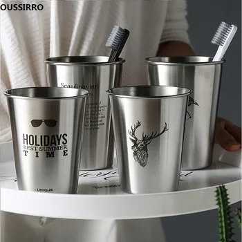 

OUSSIRRO European stainless steel Toothbrush Cups Creative Mouth cup Children's Drinking cup Wash Tooth Mug Bathroom Sets W2885