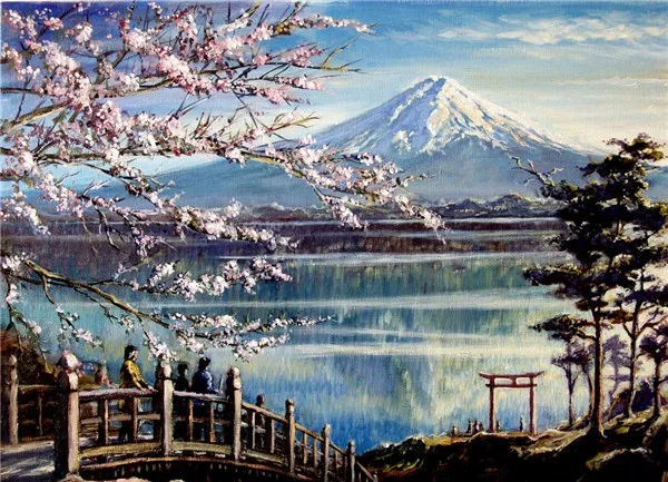 Мозаичная картина из бриллиантов артезальная чаша цветок вишни Fuji декоративная
