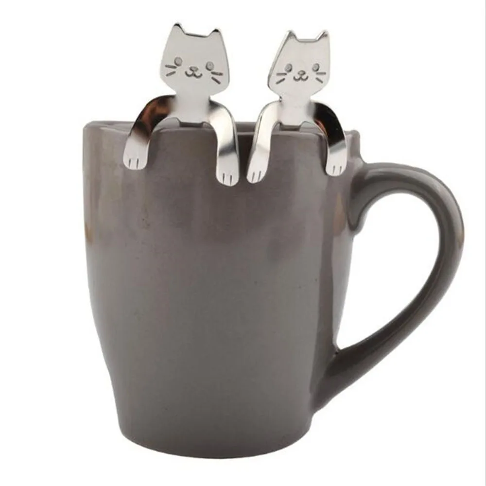 One Piece Cute Cat Pattern Flatware Long Handle Spoon