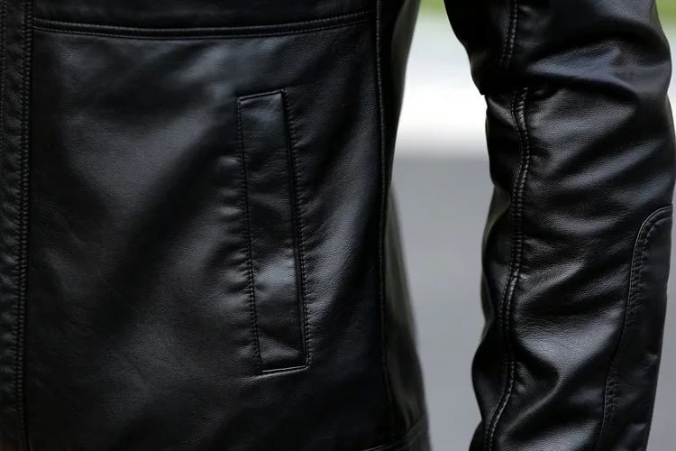 UplzCoo 5XL Men's Leather Jackets Men Stand Collar Coats Male Motorcycle Leather Jacket Casual Slim Brand Clothing Jaket FM003  (13)