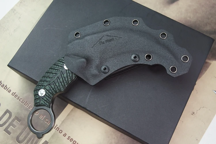 ФУ ЖЭНЬ StoneWashed Коготь Нож Зеленый G10 Hanlde Фиксированным Лезвием Выживание