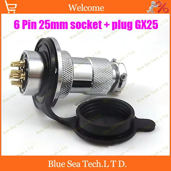 6 Pin 25mm Male&Female Aviation plug Connector kit GX25 Socket+Plug